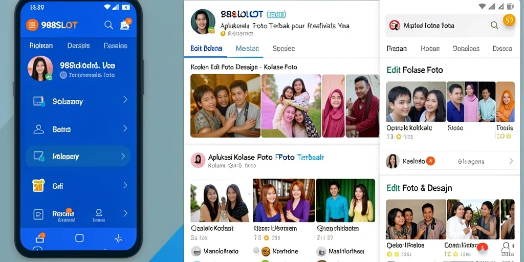 Antarmuka menarik aplikasi Kolase Foto 988SLOT.