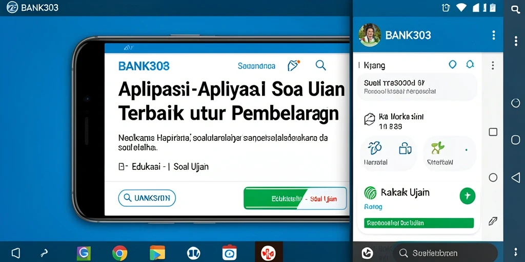 Tampilan antarmuka aplikasi BANK303 untuk soal ujian yang interaktif.