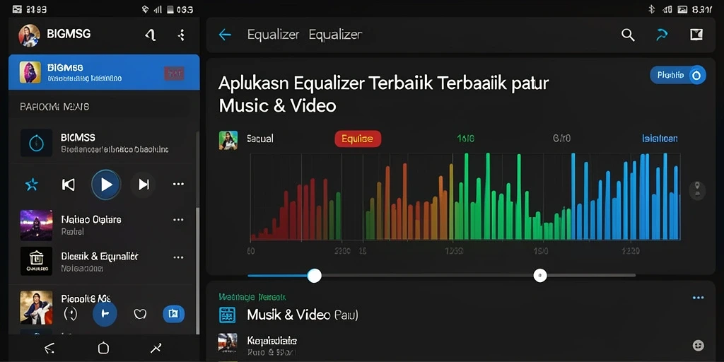 Tampilan antarmuka pengguna BIGMSG dengan fitur Equalizer yang lengkap.