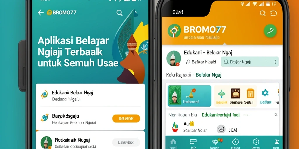 Tampilan antarmuka BROMO77 untuk belajar ngaji yang interaktif.