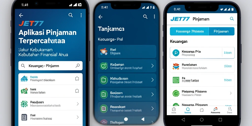 Tampilan antarmuka aplikasi JET77 yang user-friendly untuk pengajuan pinjaman.