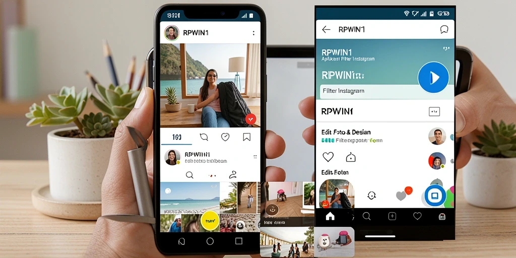 Antarmuka pengguna RPWIN1 menampilkan berbagai pilihan filter Instagram yang menarik.