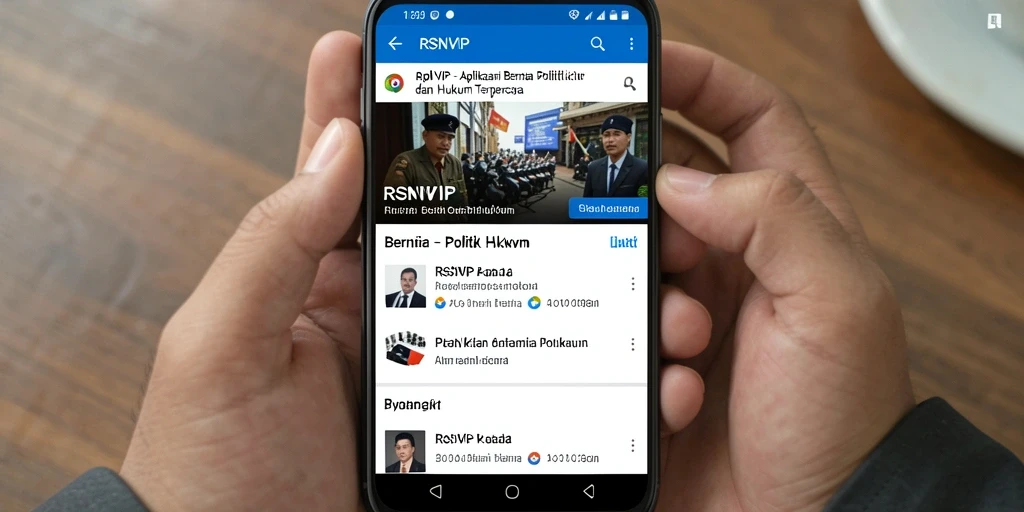Tampilan antarmuka aplikasi RSNVIP yang memudahkan akses berita politik dan hukum.