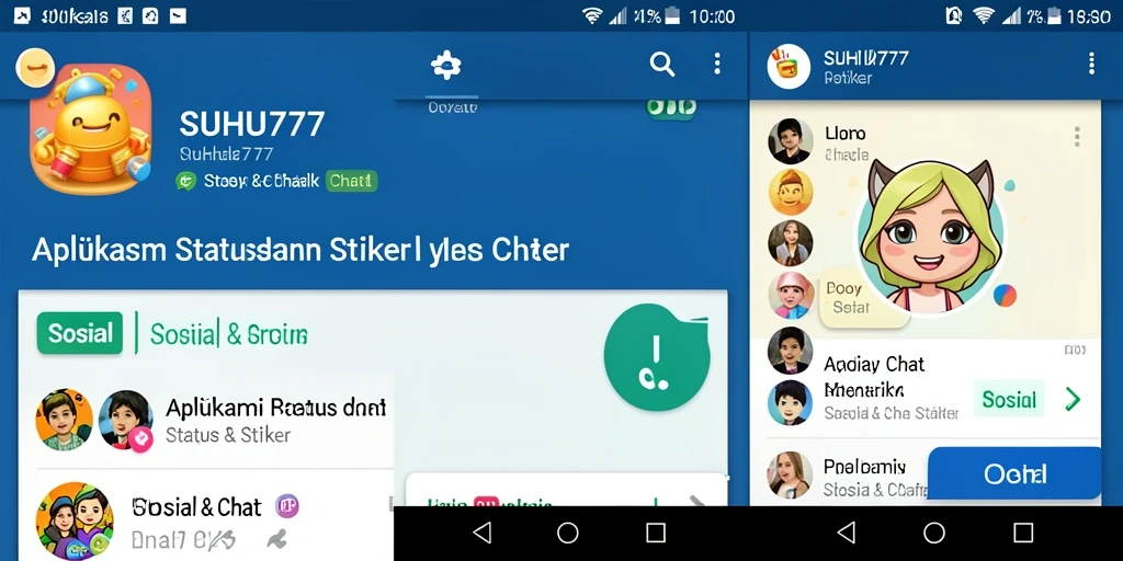 Screenshot antarmuka SUHU777 menampilkan stiker menarik untuk status.