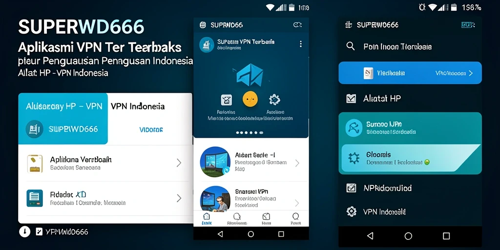 Screenshot utama SUPERWD666 menampilkan antarmuka aplikasi VPN yang mudah digunakan.