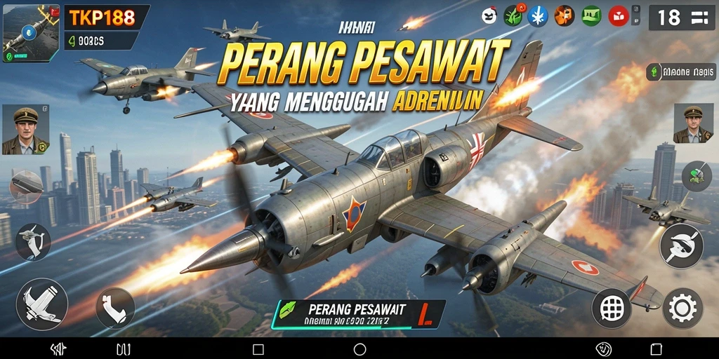 Antarmuka permainan TKP188 menampilkan pertempuran udara yang intens.